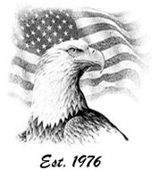 A drawing of an eagle and the american flag.
